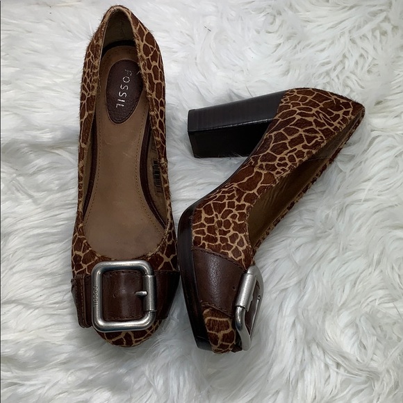 Fossil Shoes - 🎉Fossil Maddox Giraffe print Pony Hair block heel
